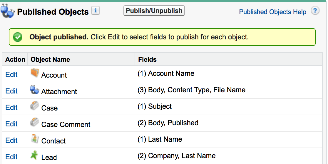 Salesforce to Salesforce - Publish Objects